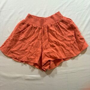 PINK Victoria's Secret Shorts Womens XS Coral Embroidered Smocked Flowy Boho